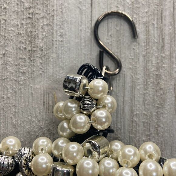 Handmade Unique Black Silver Pearl Beaded Wired Cross Christian Religious Cross - Picture 5 of 10